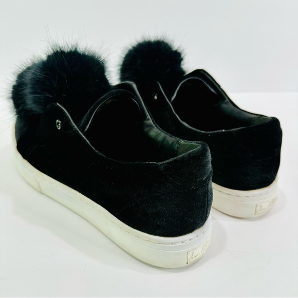 SAM EDELMAN BLACK LEYA VELOUR POM POM SLIP ON SNEAKER ๐ SIZE 9.5M GREAT COND - Picture 9 of 9